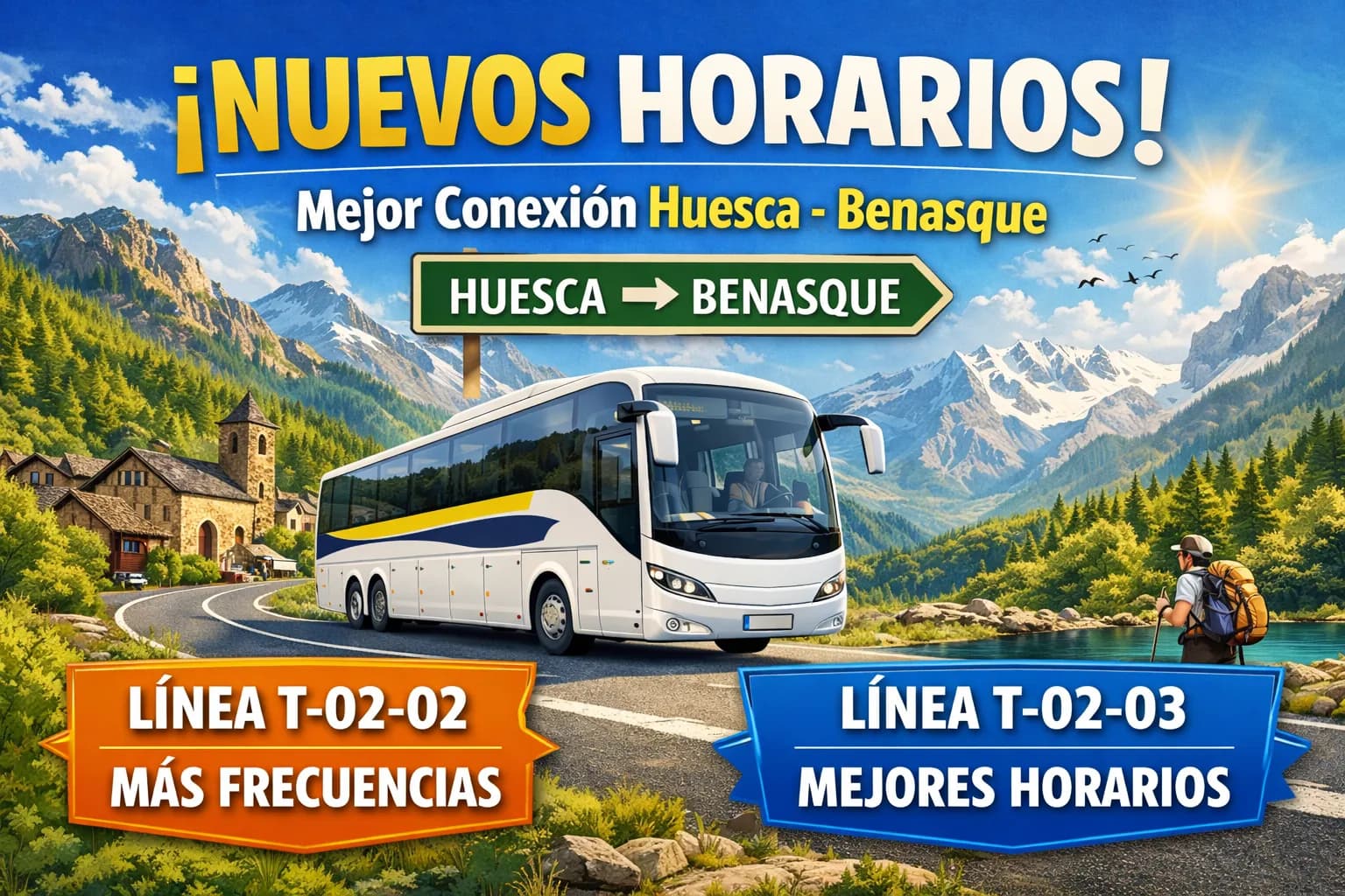 Autobús Benasque-Huesca y Cerler: nuevos horarios líneas T02-02 y T02-03 | Apartamento Benasque